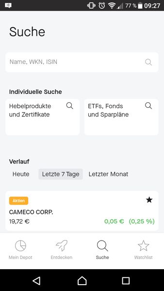 Flatex App Suchfunktion