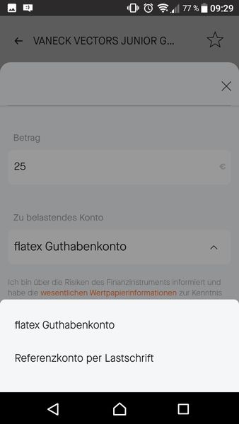 Flatex Option zur Lastschrift für Sparpläne