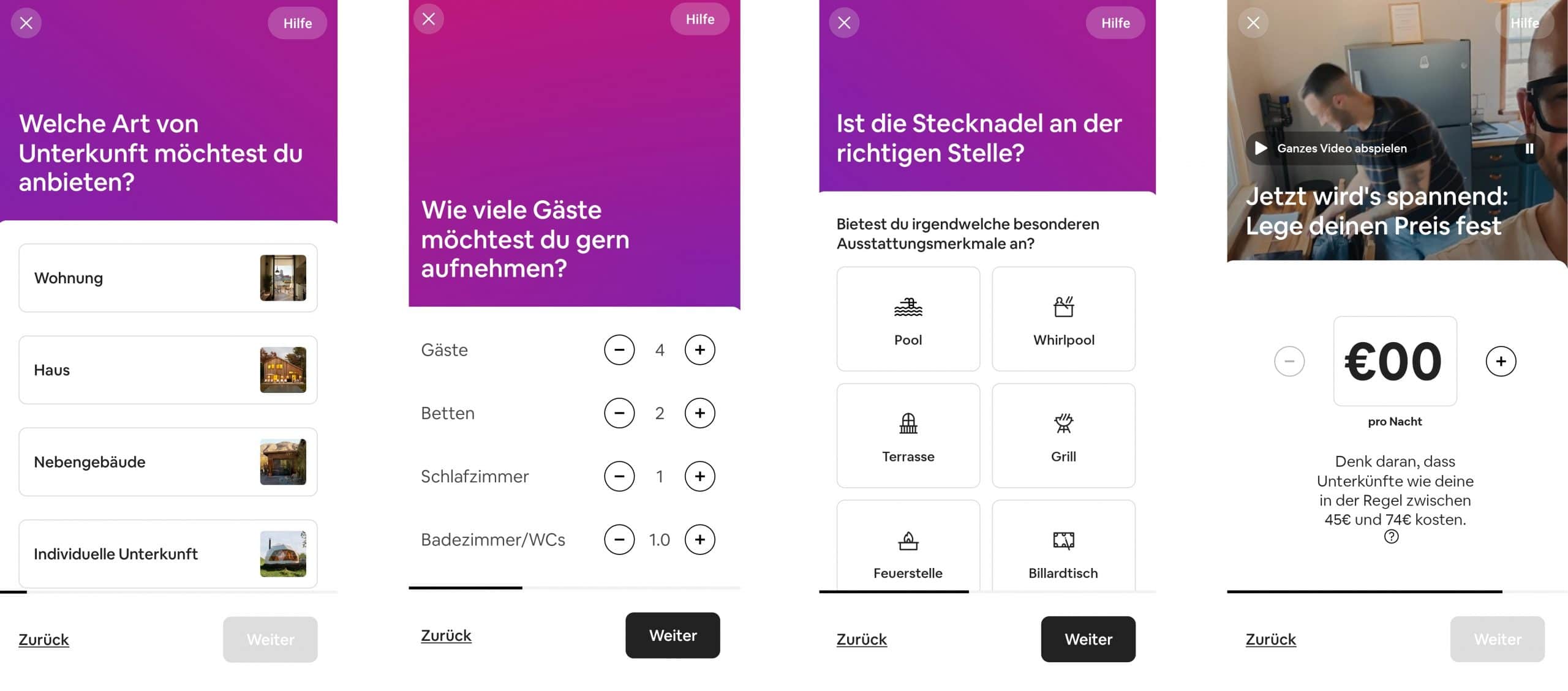 Eine Anzeige bei Airbnb erstellen und verwalten