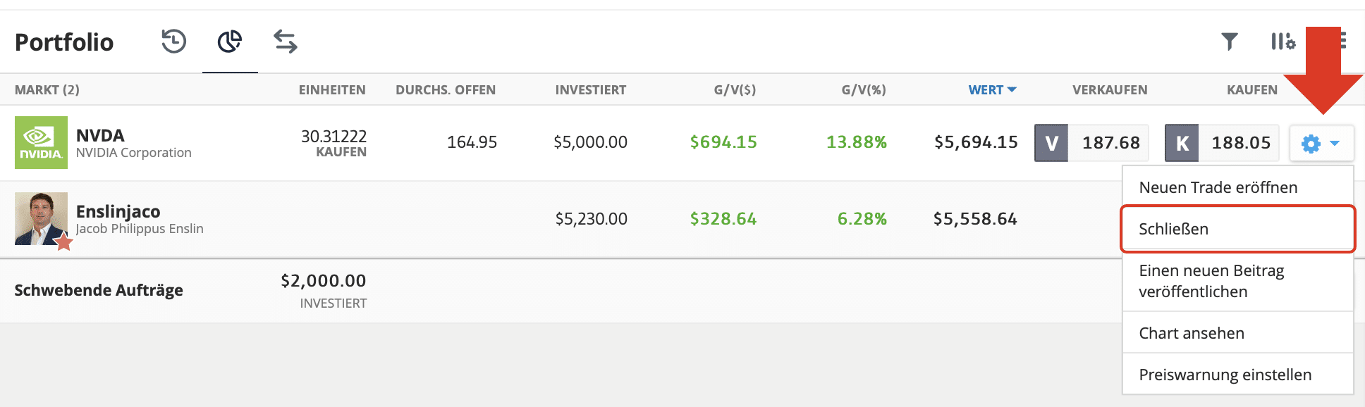 Aktien bei eToro verkaufen